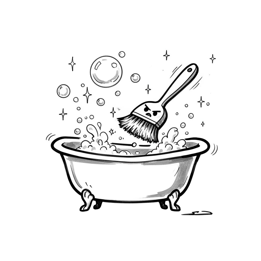 Illustration showing deep cleaning in action - professional cleaners performing detailed work in a pristine home environment